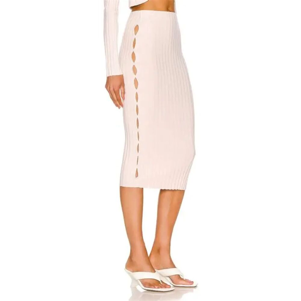 Cotton Citizen Capri Cutout Ribbed Midi Skirt S NWT Beige Minimalist Stretchy